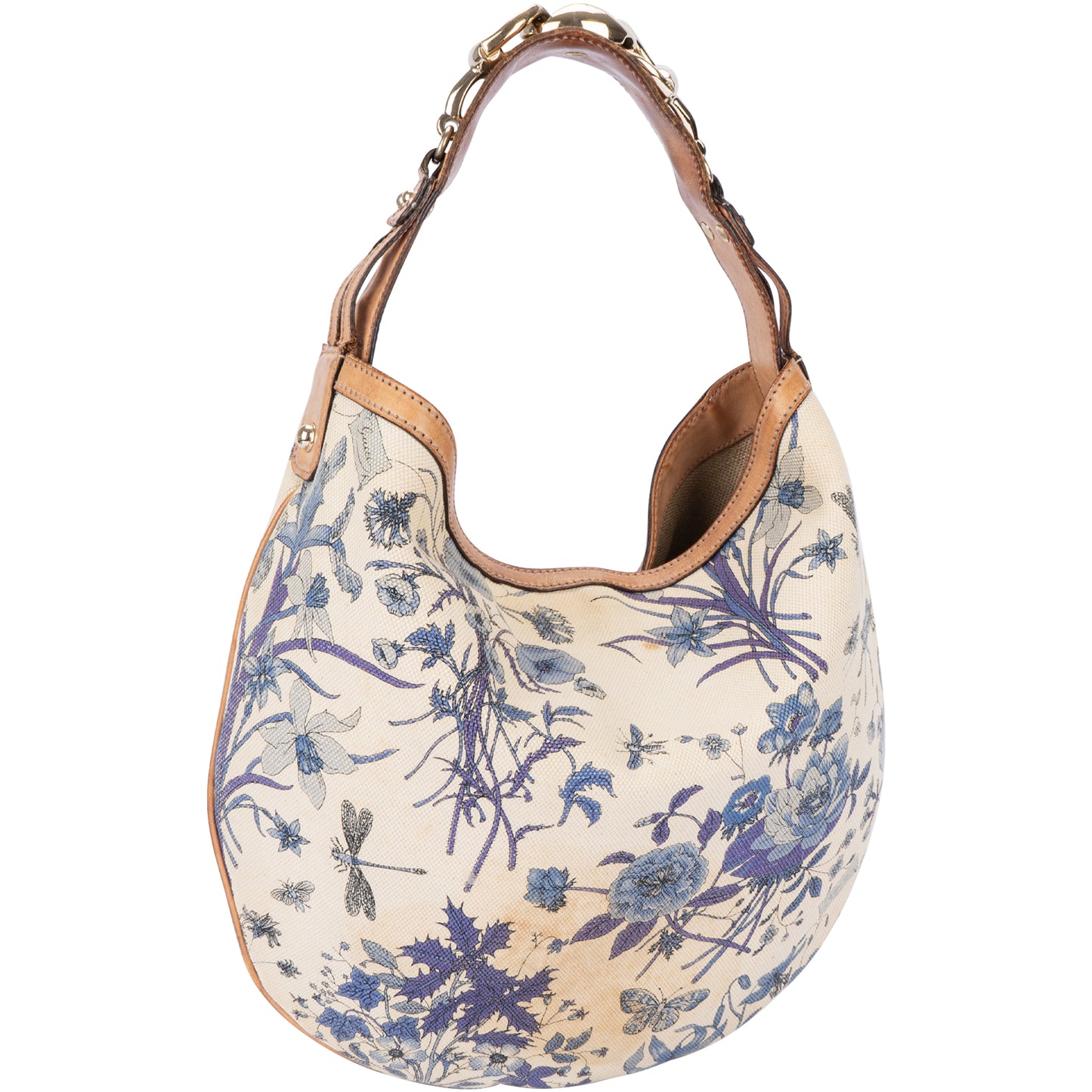 Gucci GG Monogram Blue Floral Hobo Bag