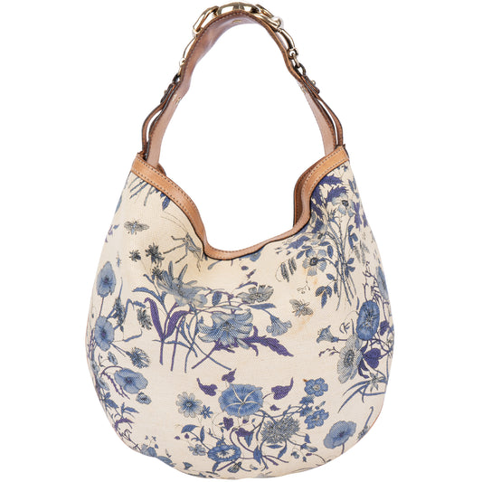 Gucci GG Monogram Blue Floral Hobo Bag