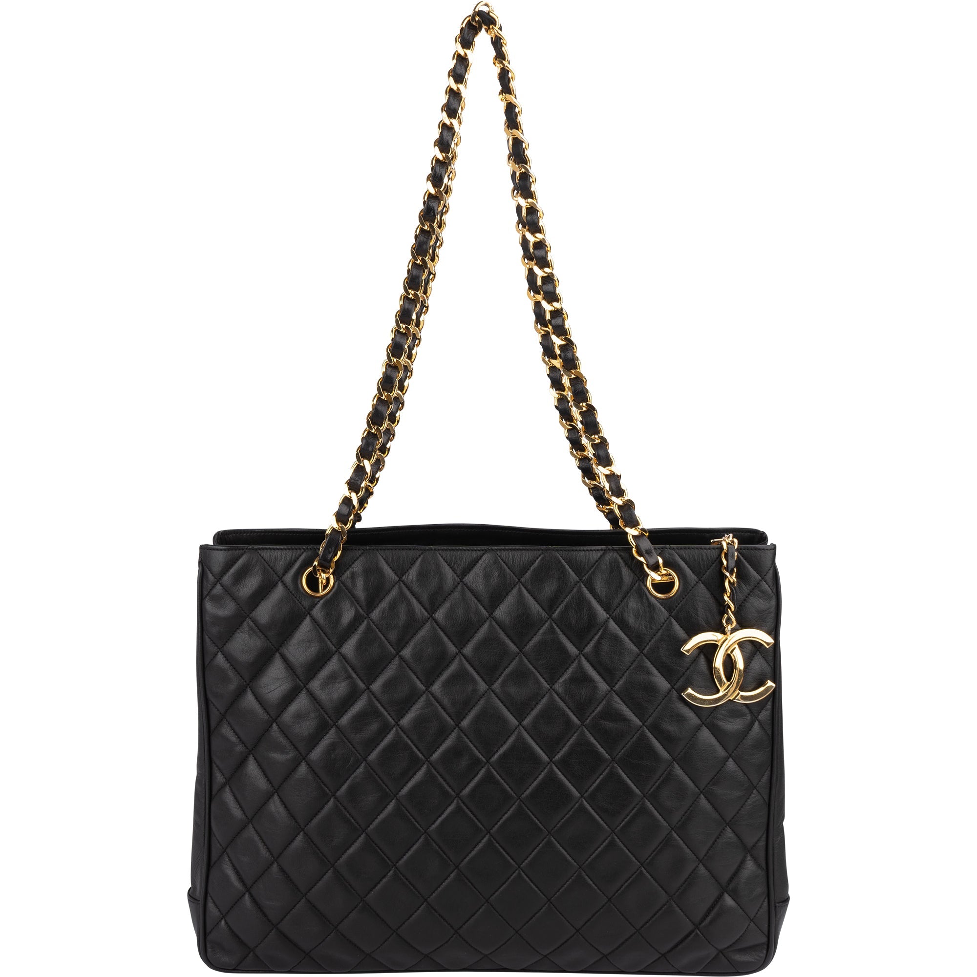 Chanel Quilted Lambskin Large CC Shopping Tote Shoulder Bag