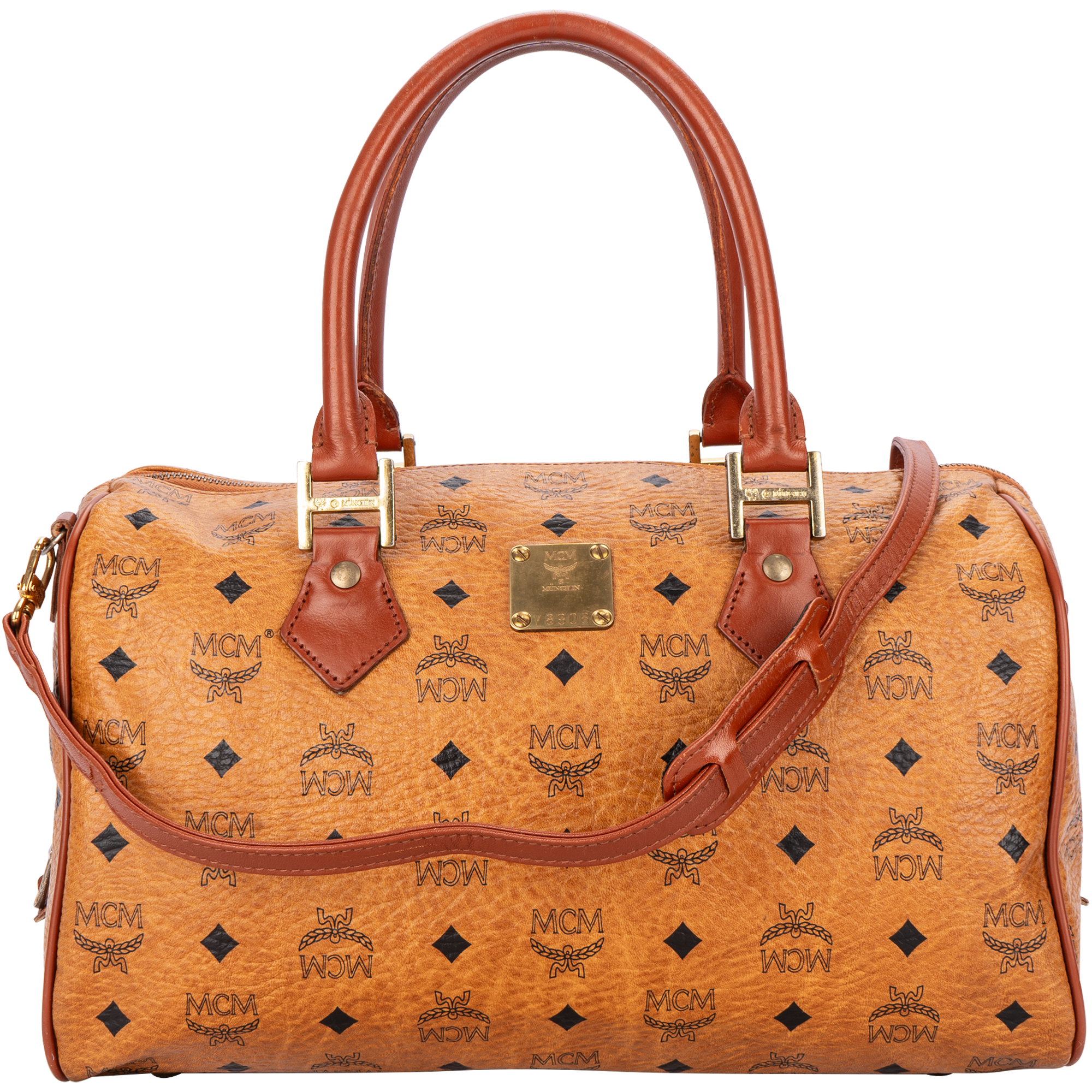 MCM Monogram Visetos Boston 35 Handbag