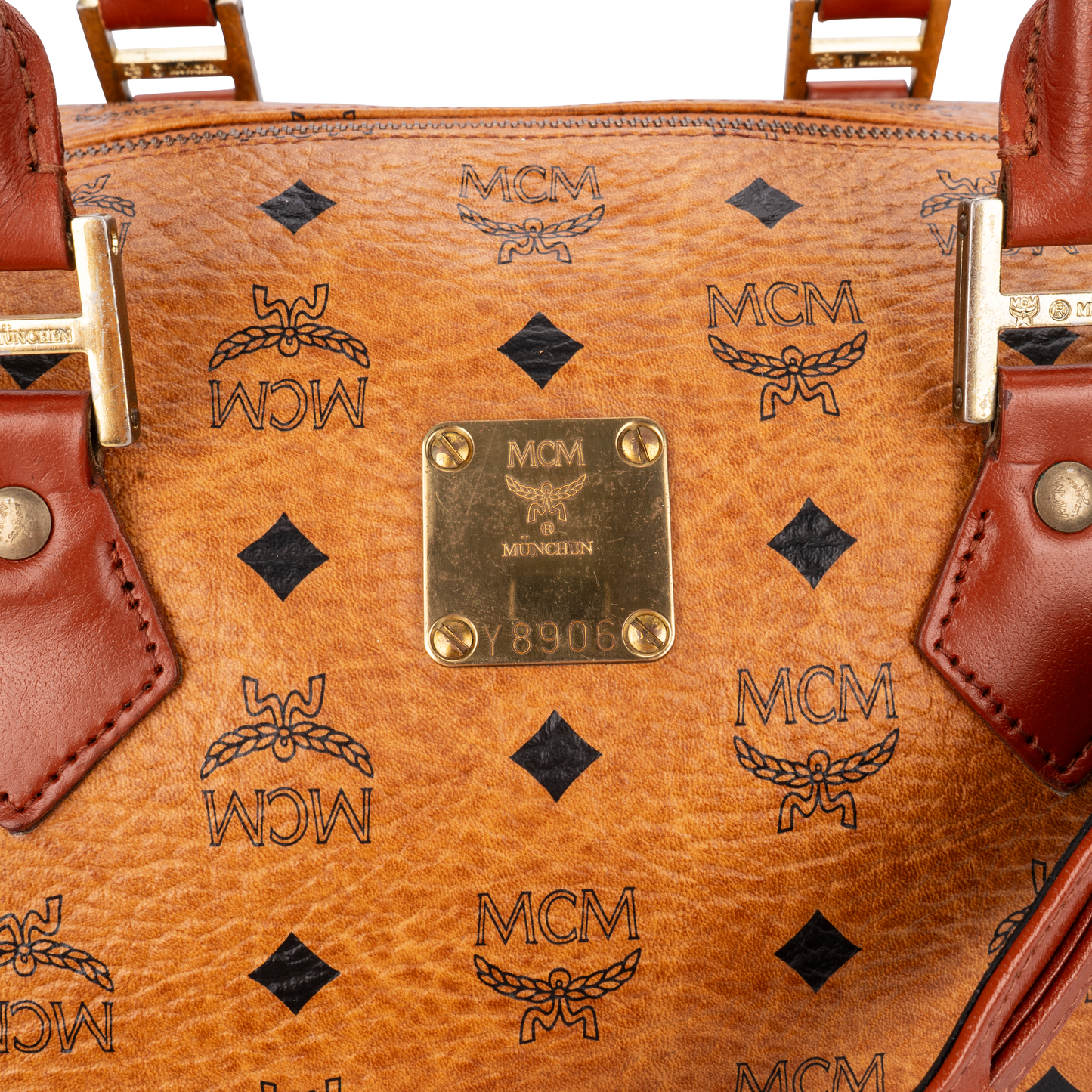 MCM Monogram Visetos Boston 35 Handbag