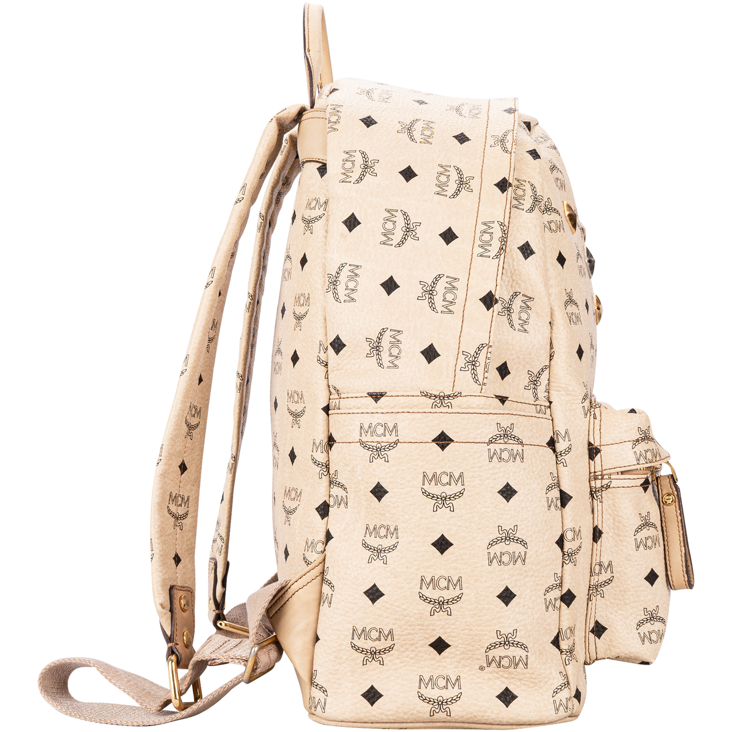 MCM Monogram Visetos Stark Side Studs Small Backpack
