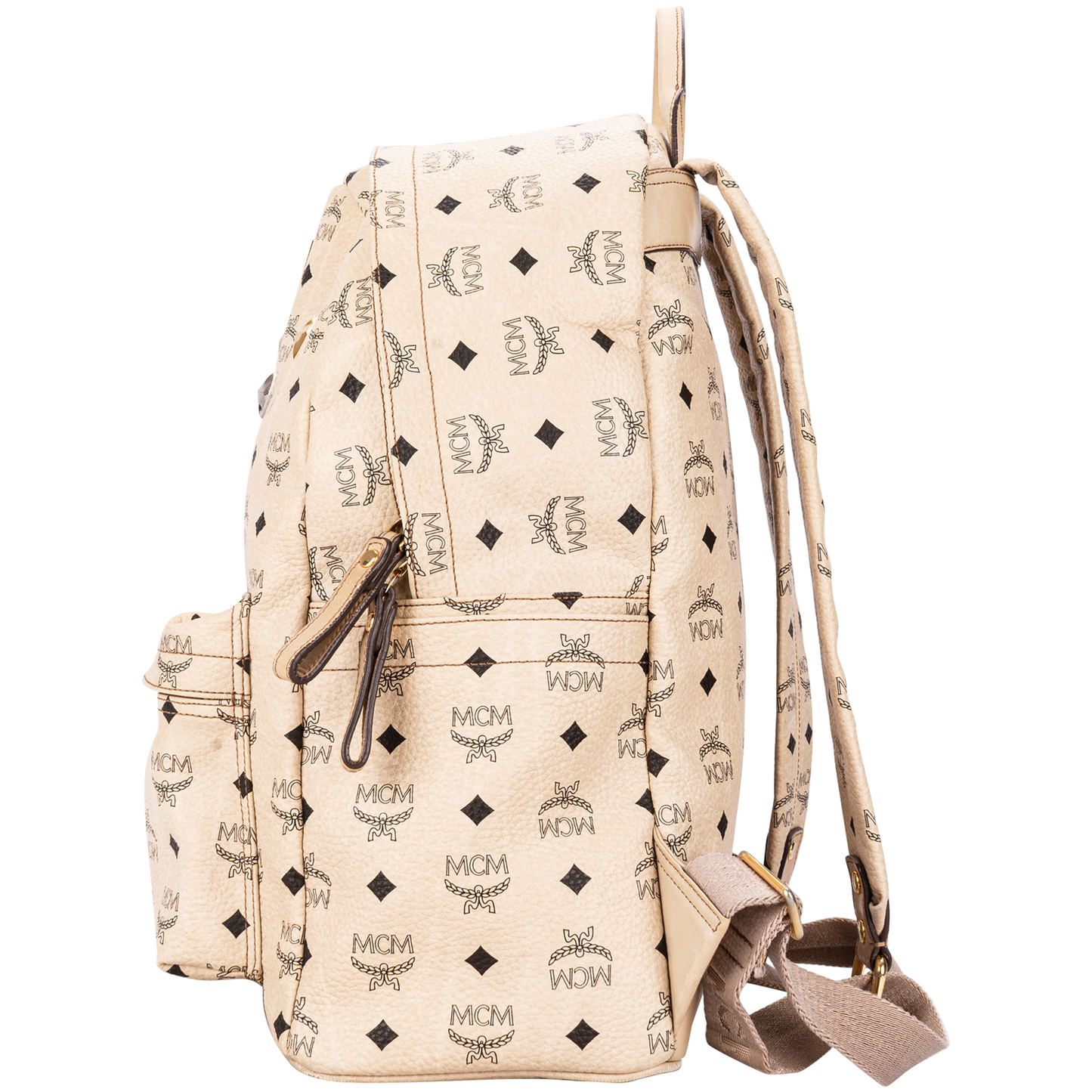 MCM Monogram Visetos Stark Side Studs Small Backpack