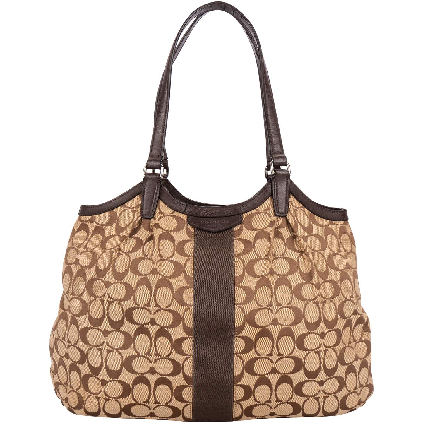 Coach Monogram Signature Stripe Shoulder Bag