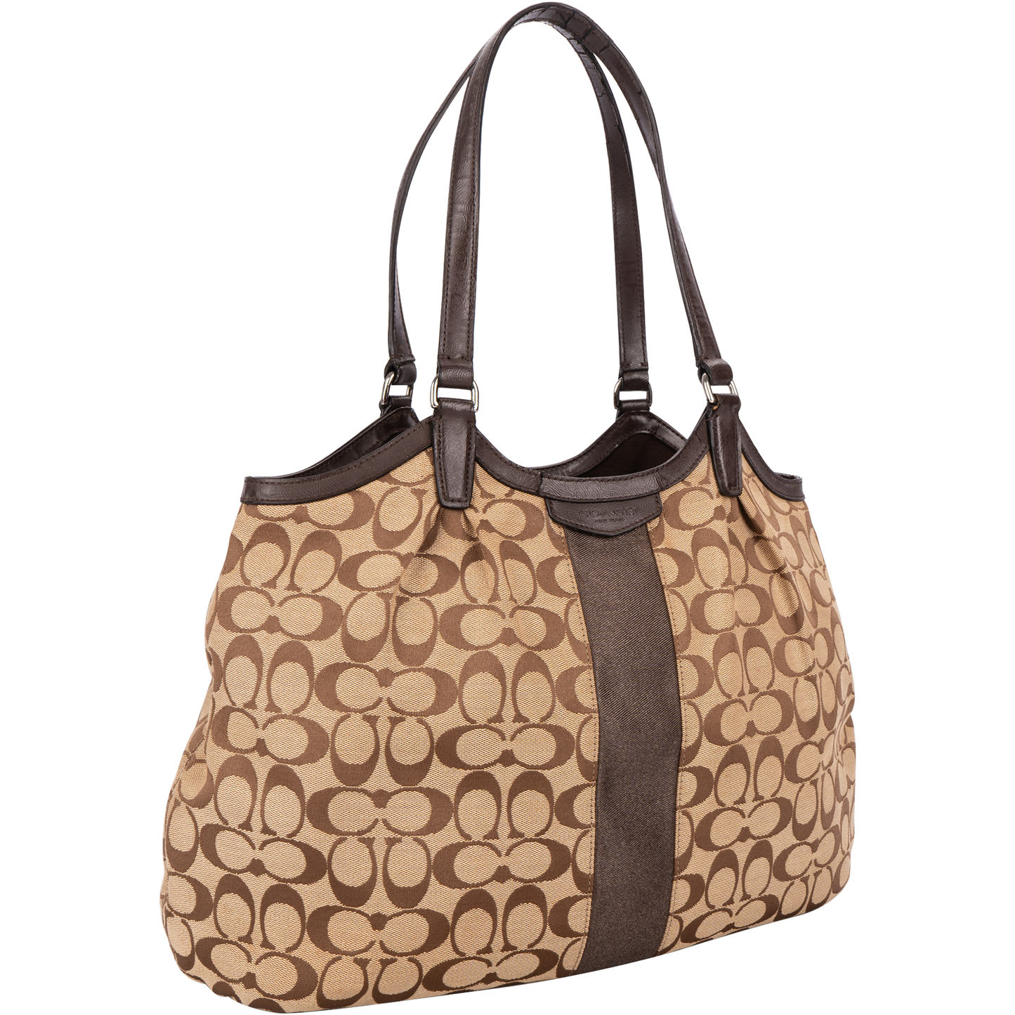 Coach Monogram Signature Stripe Shoulder Bag