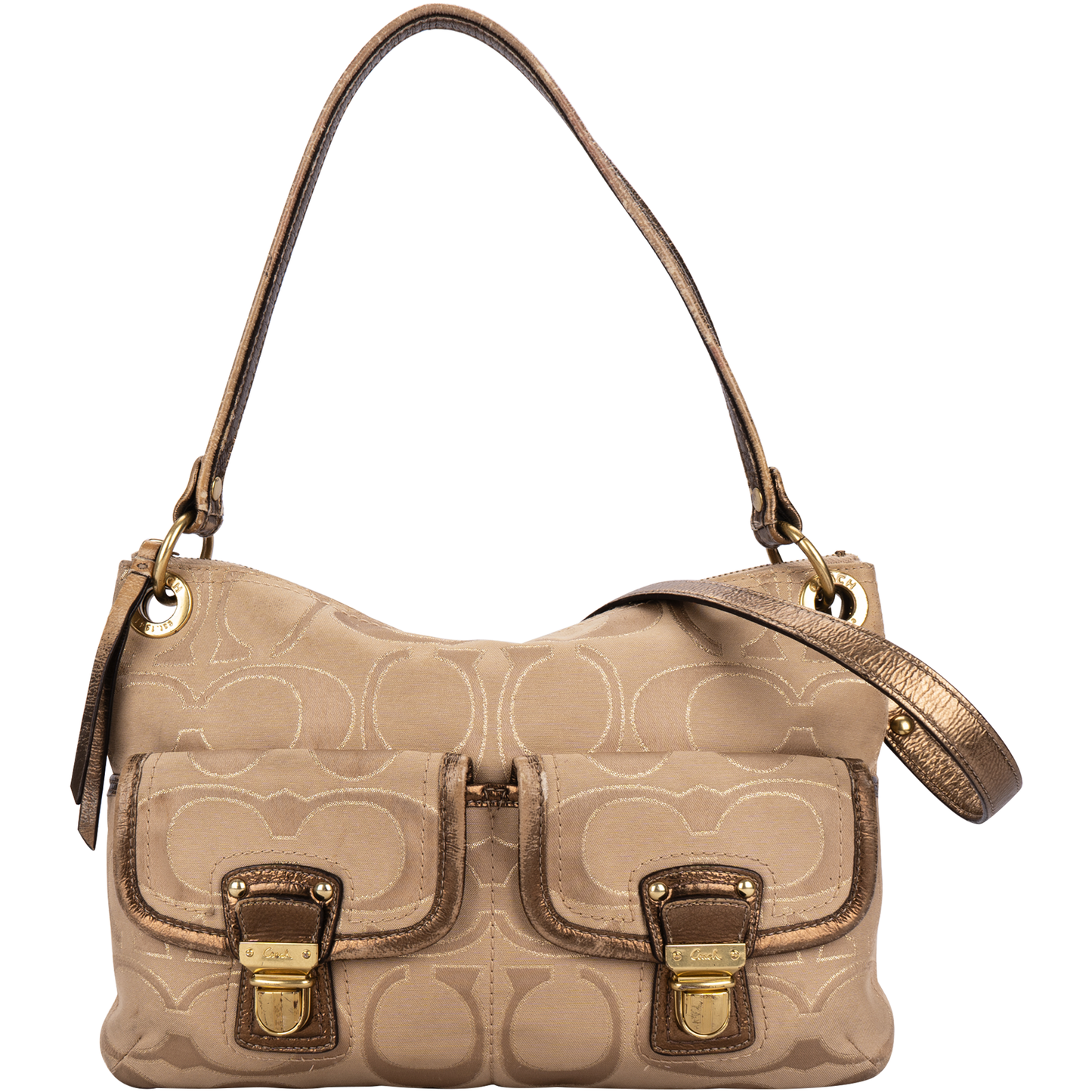 Coach Monogram Signature Poppy Pocket Shoulder Bag