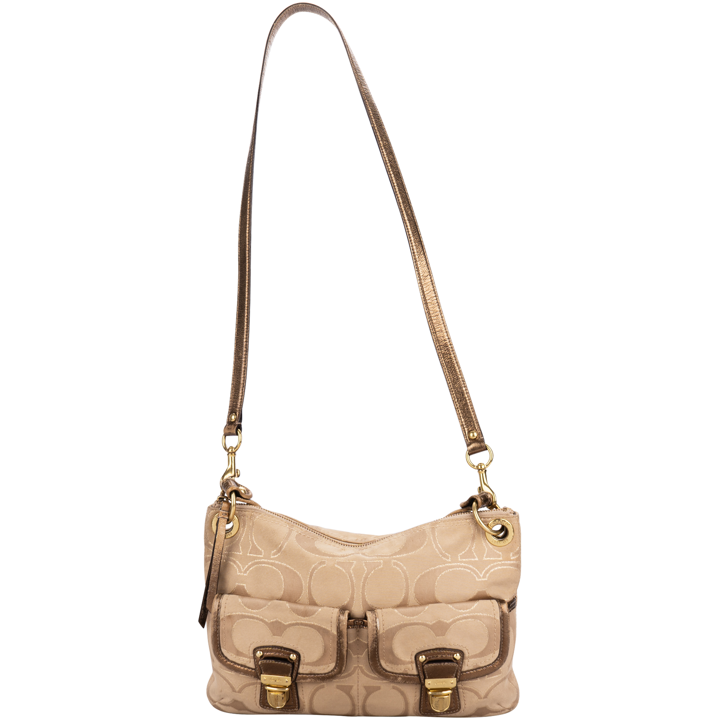 Coach Monogram Signature Poppy Pocket Shoulder Bag