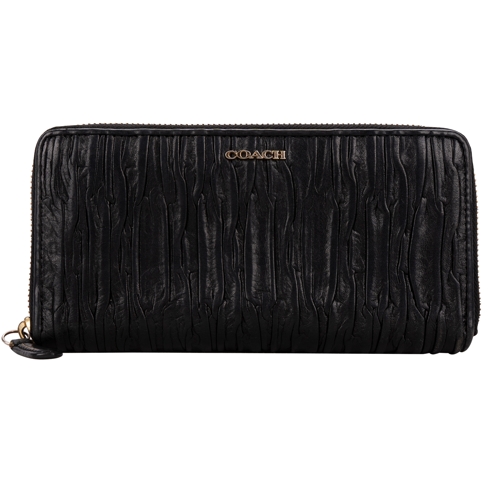 Coach Madison Accordion Black Leather Zip Around