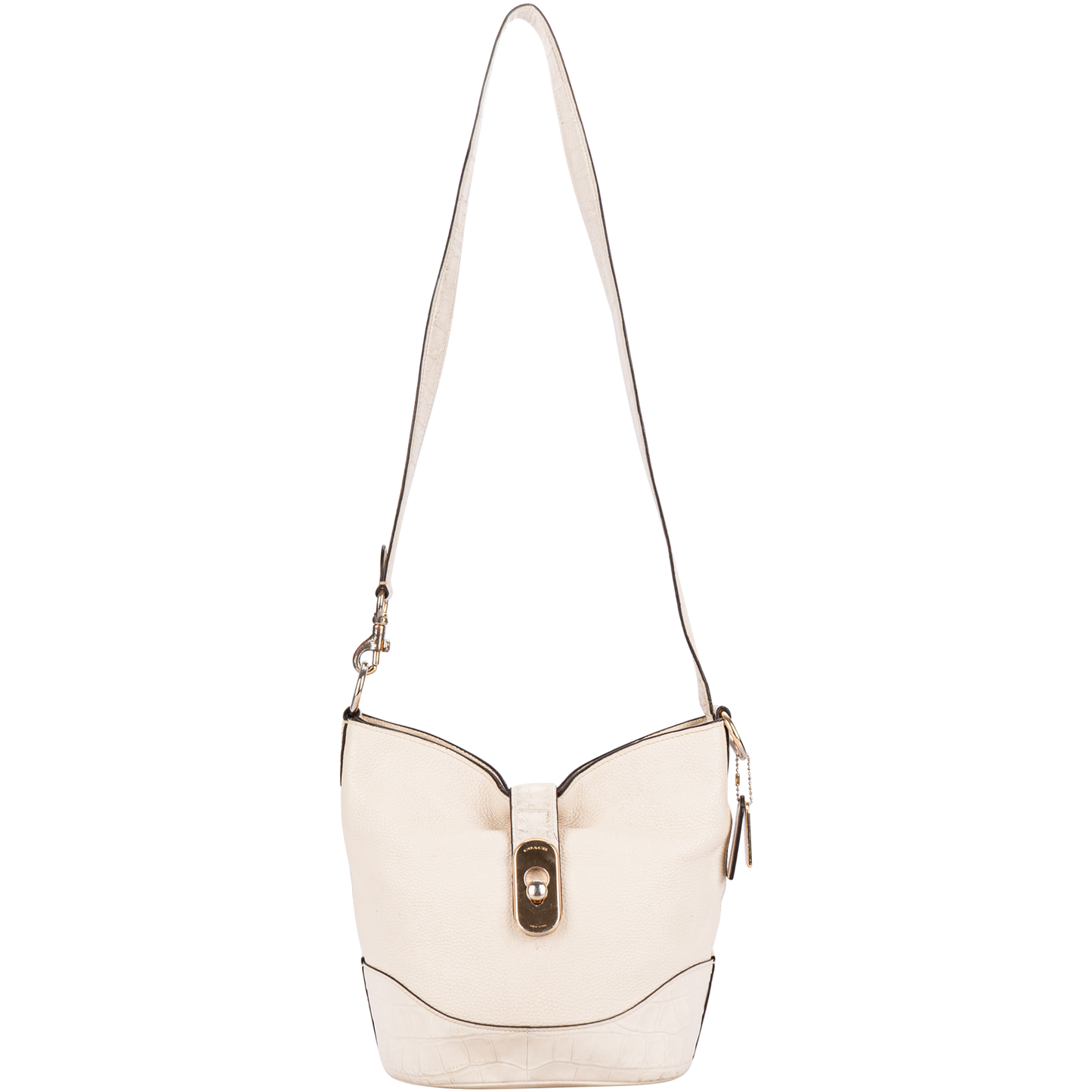 Coach White Leather Embossed Crocodile Shoulder Bag
