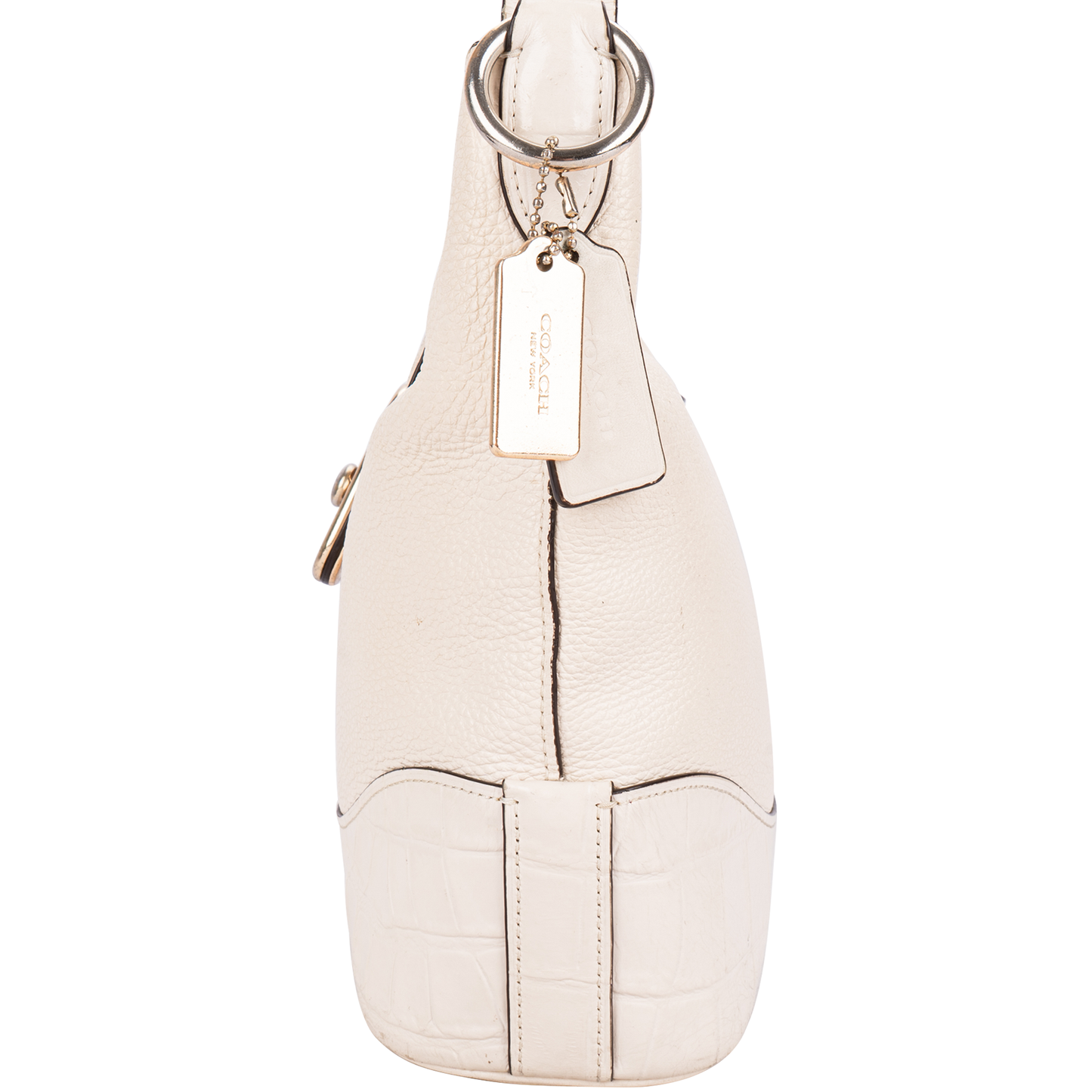 Coach White Leather Embossed Crocodile Shoulder Bag