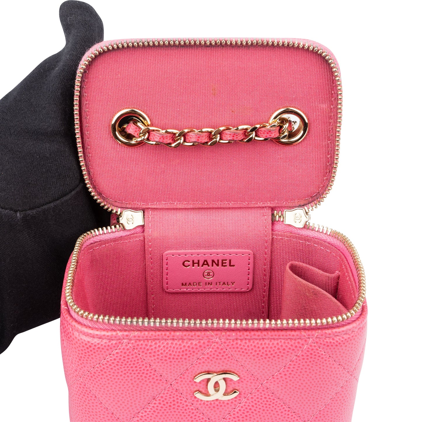 Chanel Quilted Caviar Leather Mini Vanity Crossbody Bag