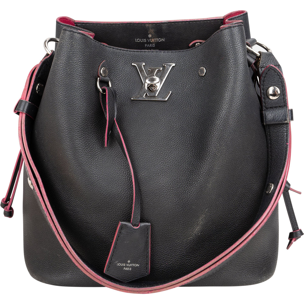 Louis Vuitton Black Leather Lockme Bucket Shoulder Bag