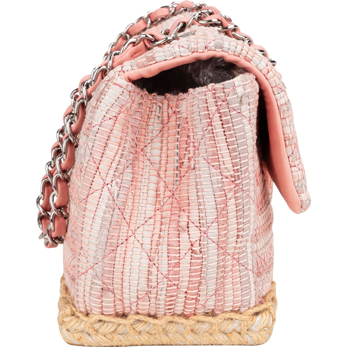 Chanel Quited Tweed Palladium Espadrilles Single Flap Crossbody Bag