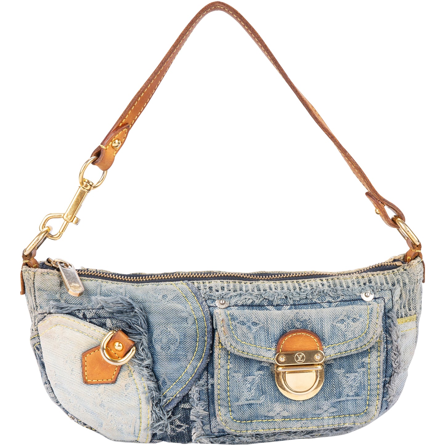 Louis Vuitton Denim Patchwork Pochette Shoulder Bag