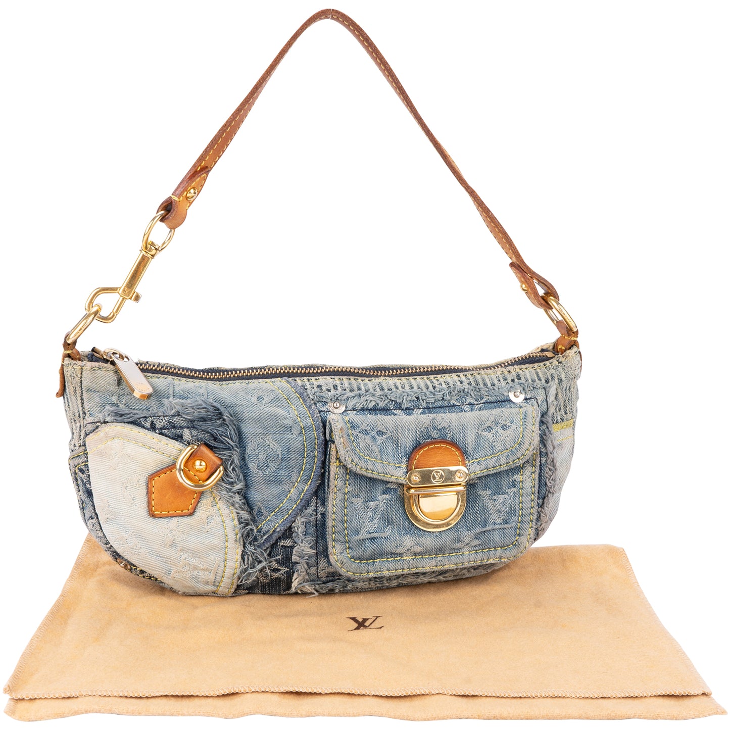 Louis Vuitton Denim Patchwork Pochette Shoulder Bag