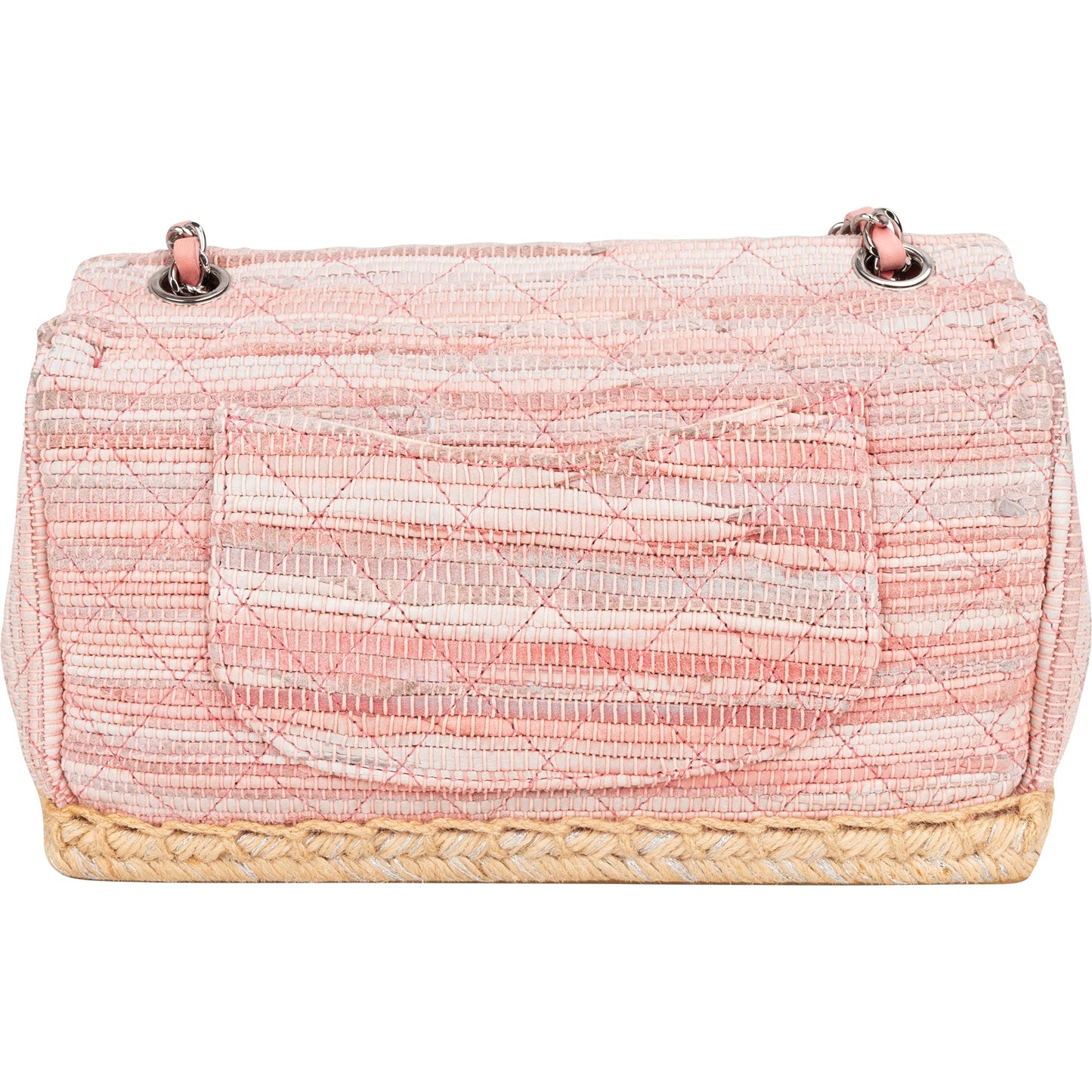 Chanel Quited Tweed Palladium Espadrilles Single Flap Crossbody Bag