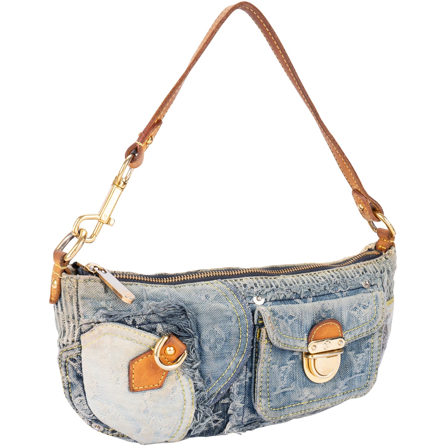 Louis Vuitton Denim Patchwork Pochette Shoulder Bag