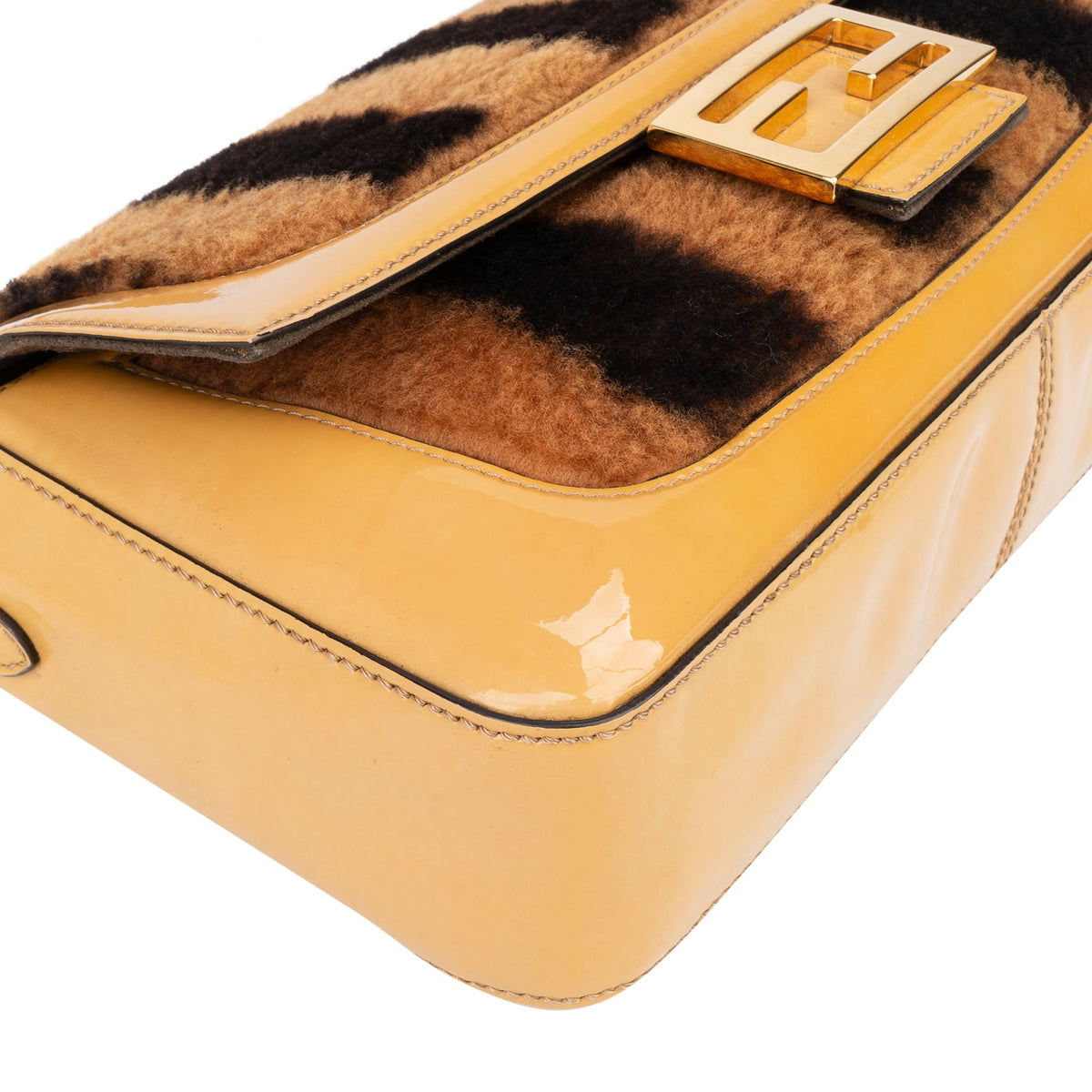 Fendi Shearling Baguette Buckle Handbag