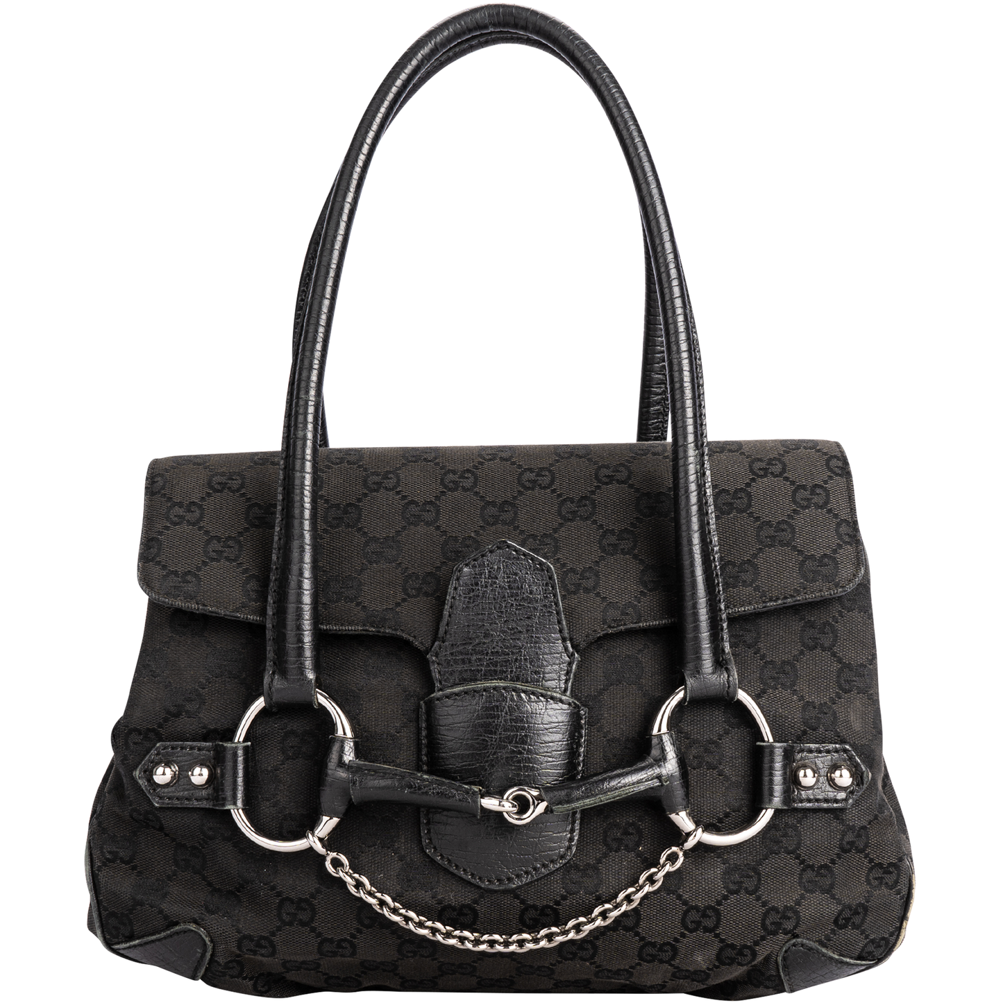 Gucci GG Monogram Horsebit Chain Hand Bag