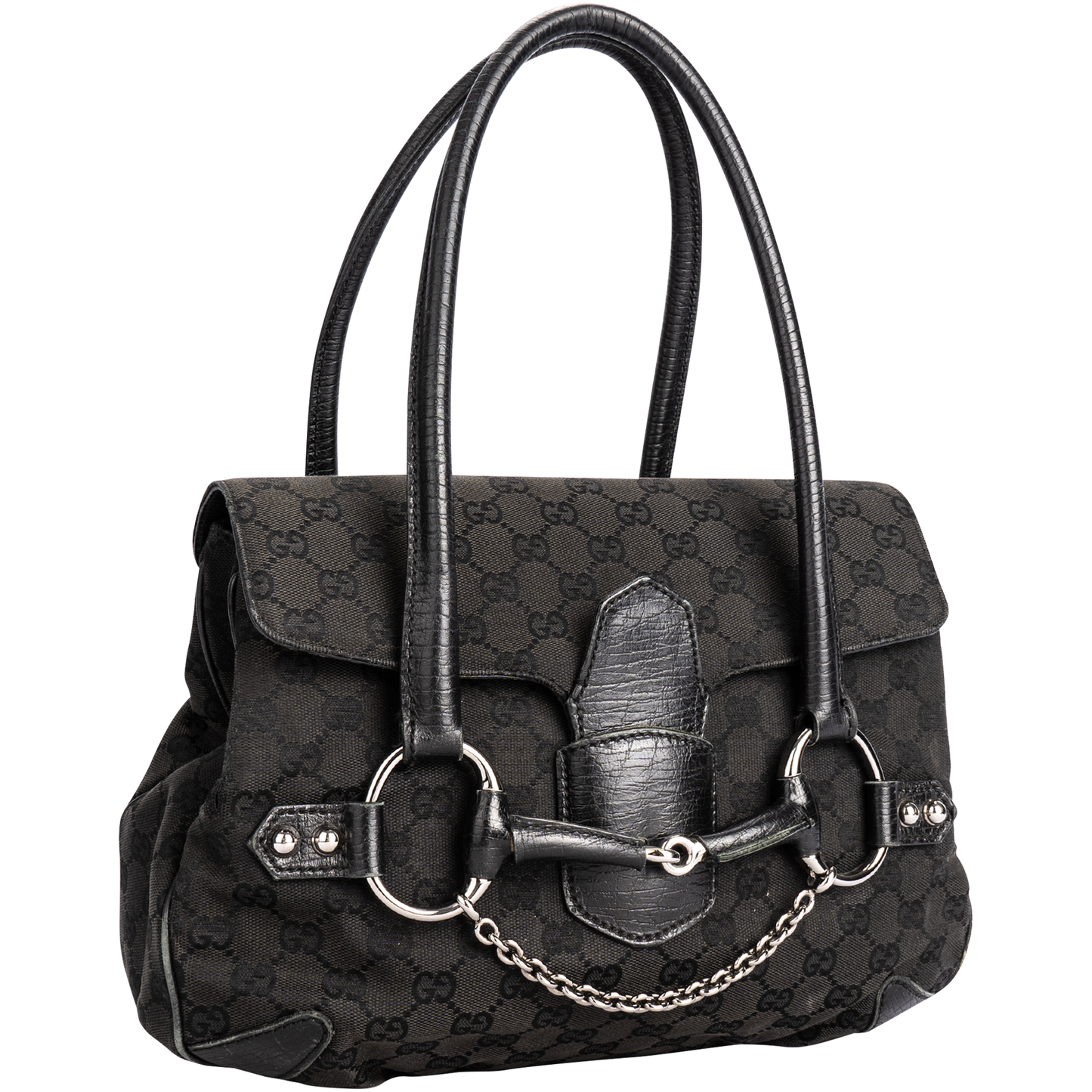 Gucci GG Monogram Horsebit Chain Hand Bag