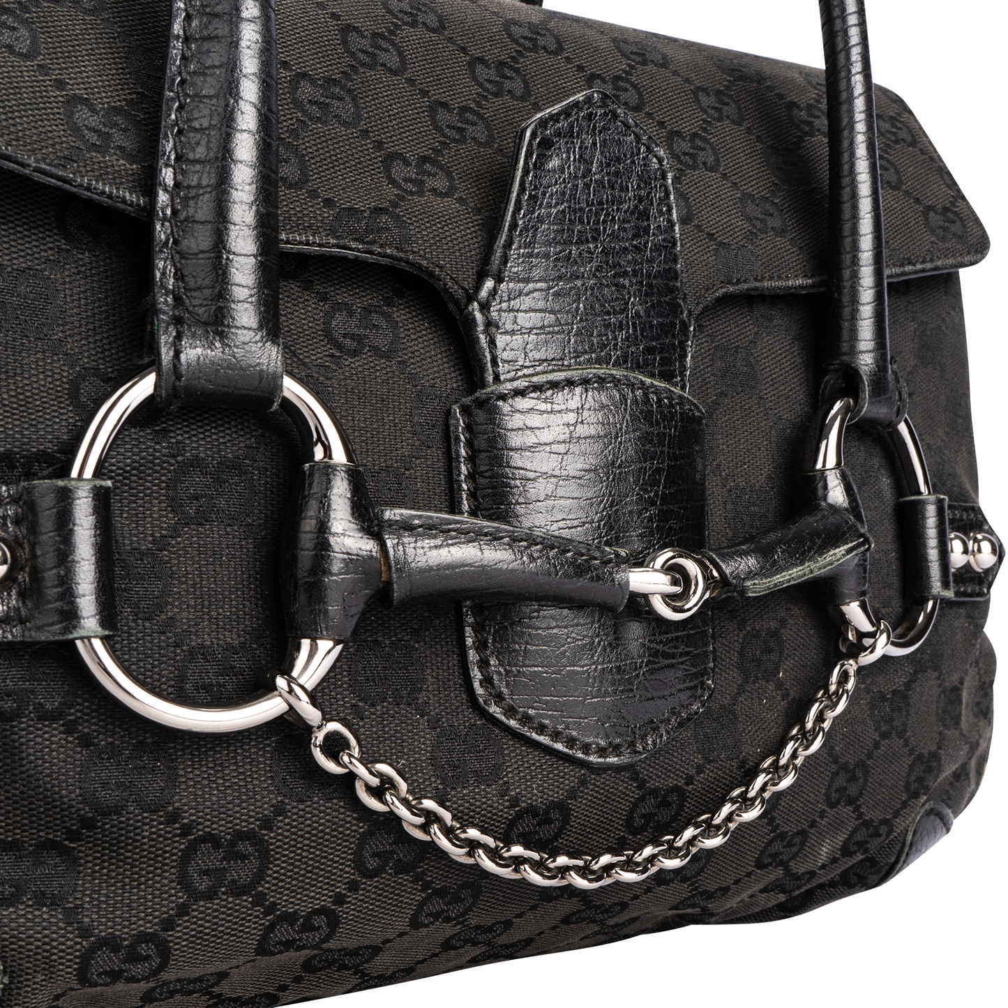 Gucci GG Monogram Horsebit Chain Hand Bag