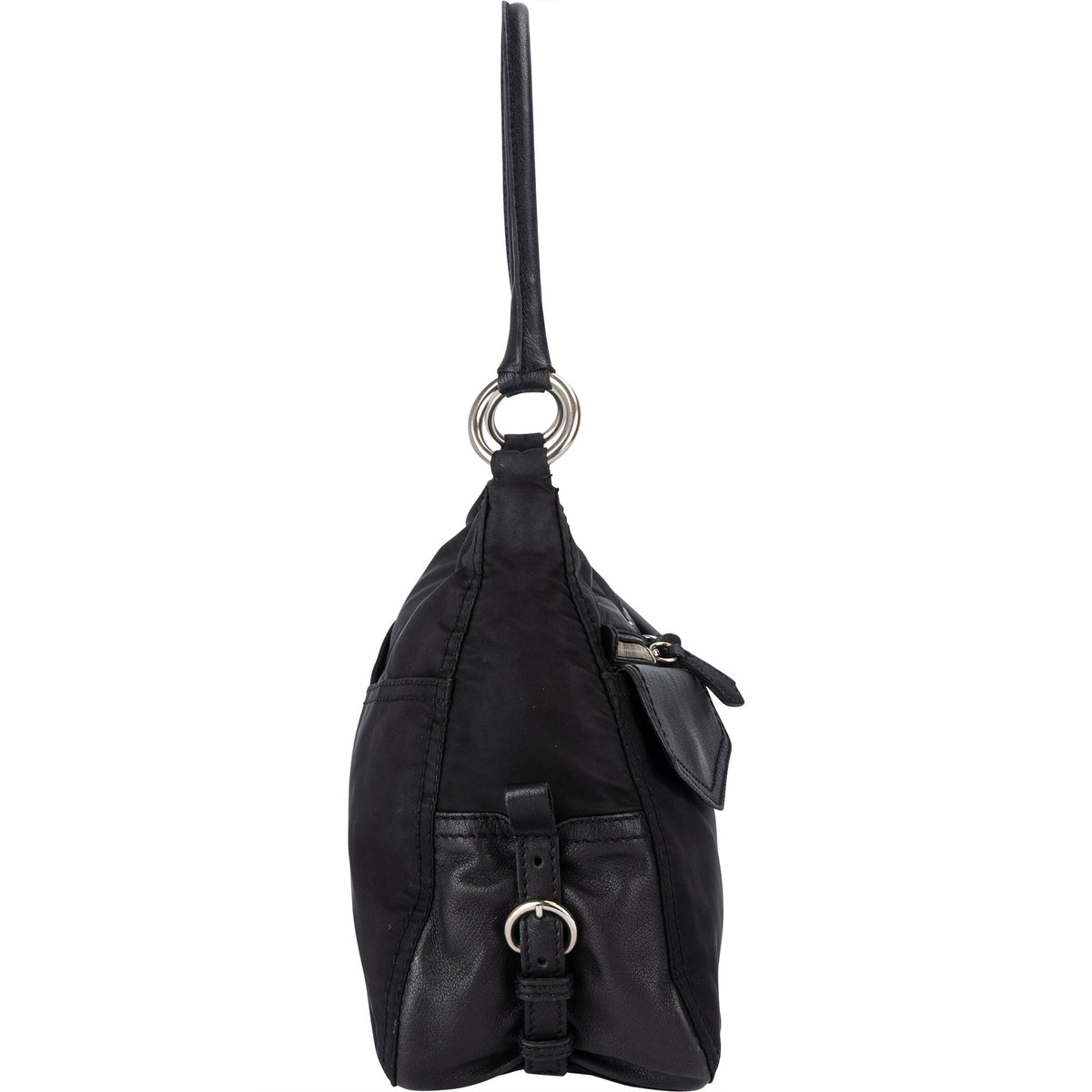 Prada Black Nylon Triangle Twin Pocket Shoulder Bag