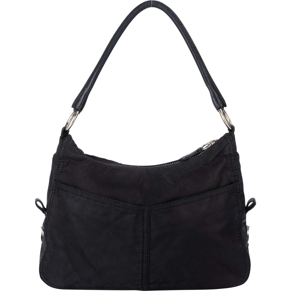 Prada Black Nylon Triangle Twin Pocket Shoulder Bag