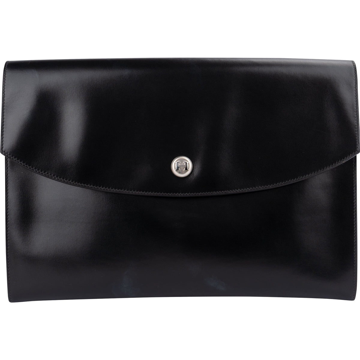 Hermès Noir Box Calfskin Rio Piano Clutch