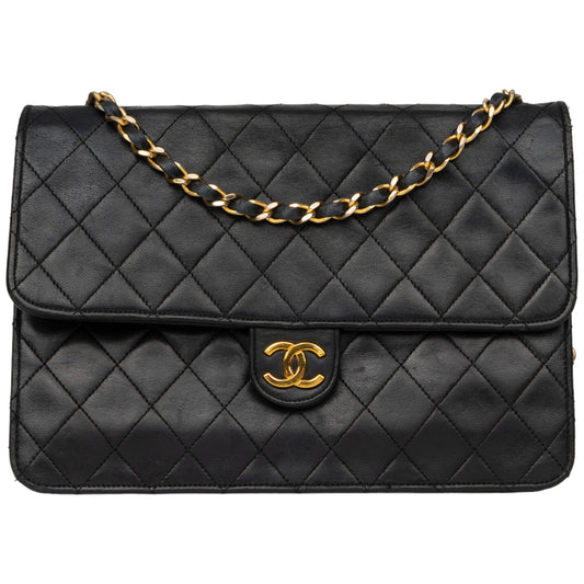 CHANEL QUILTED LAMBSKIN 24K GOLD SINGLE FLAP TIMELESS BAG