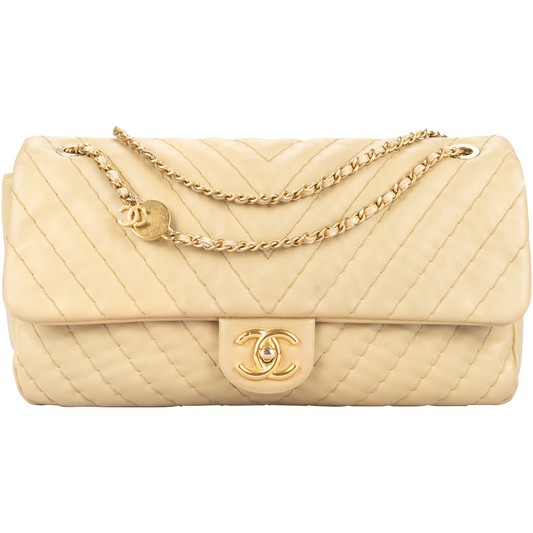 Chanel Quilted Lambskin 24K Gold Single Flap Bag