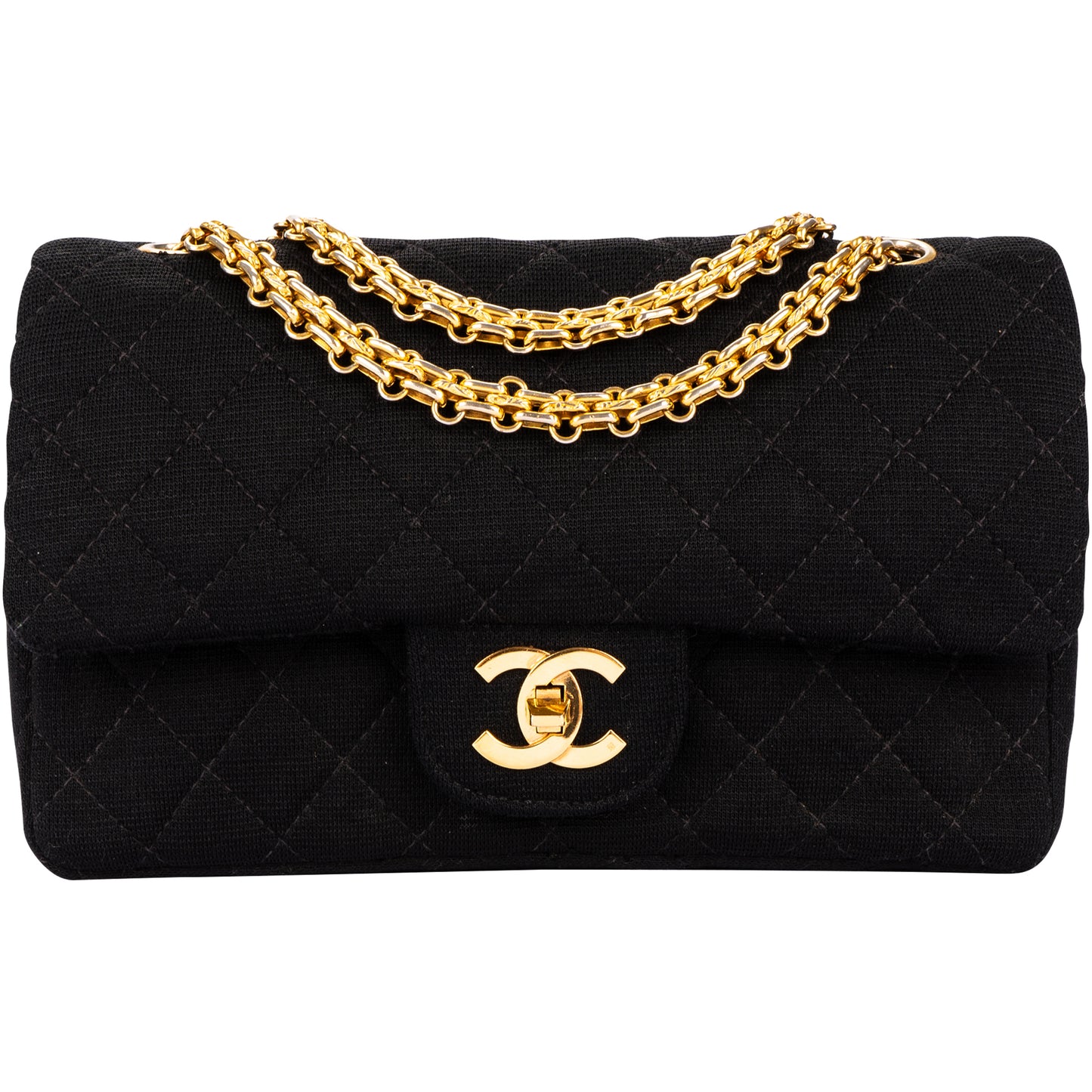 Chanel Quilted Cotton 24K Gold Small Double Flap Bag