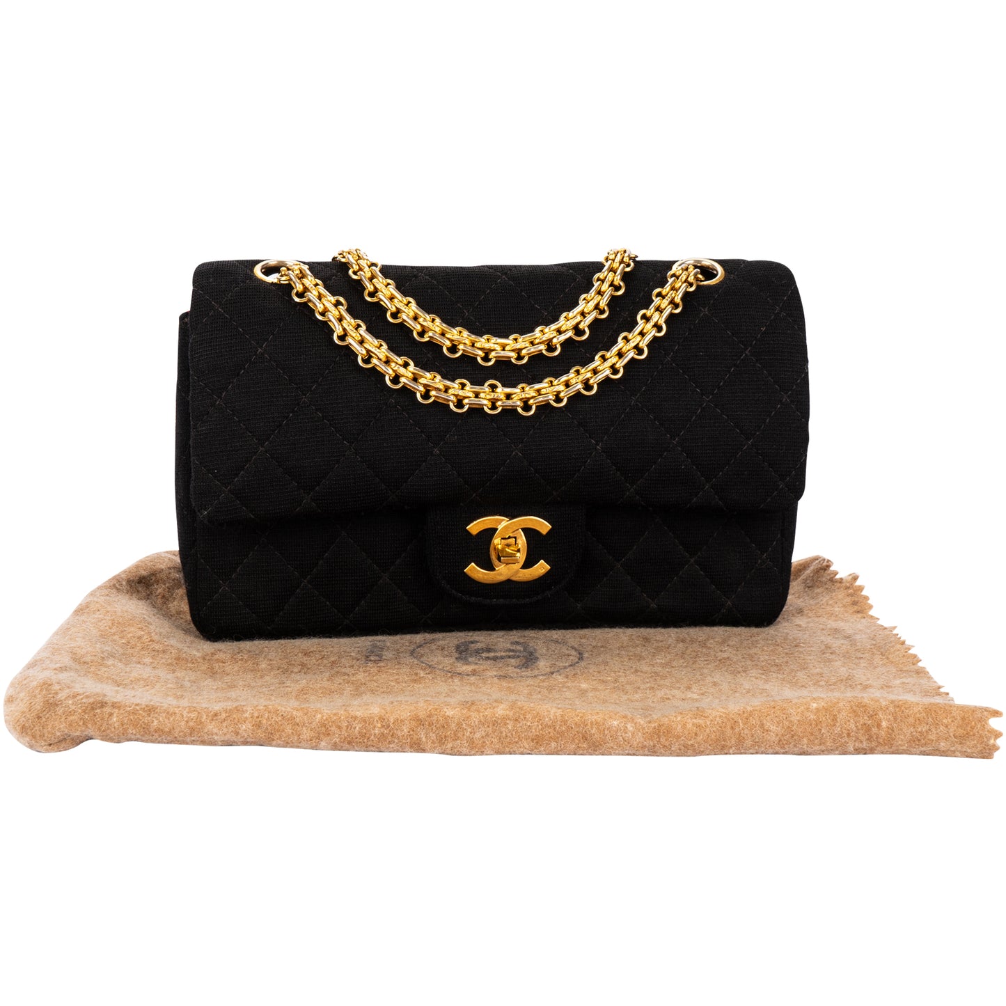 Chanel Quilted Cotton 24K Gold Small Double Flap Bag