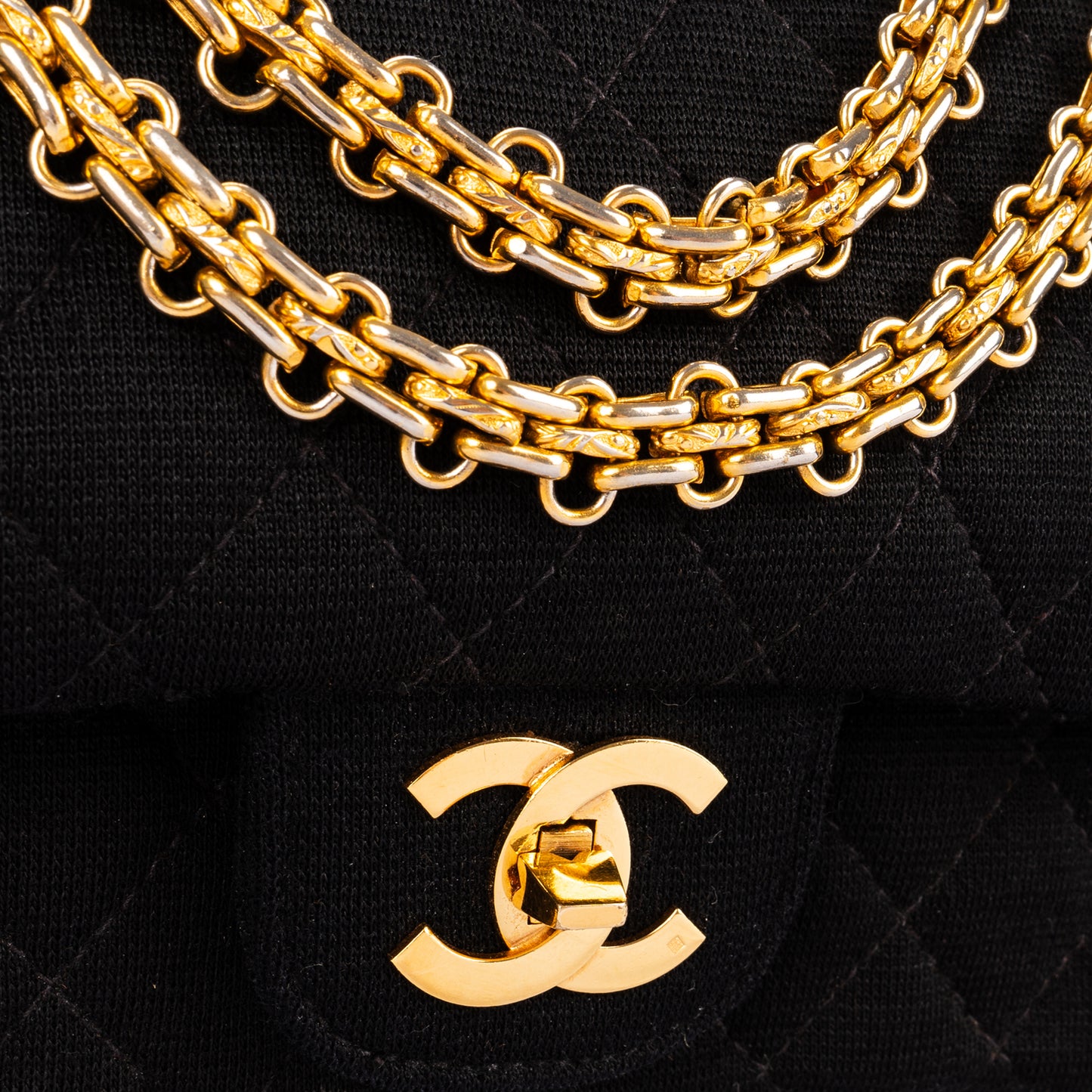 Chanel Quilted Cotton 24K Gold Small Double Flap Bag