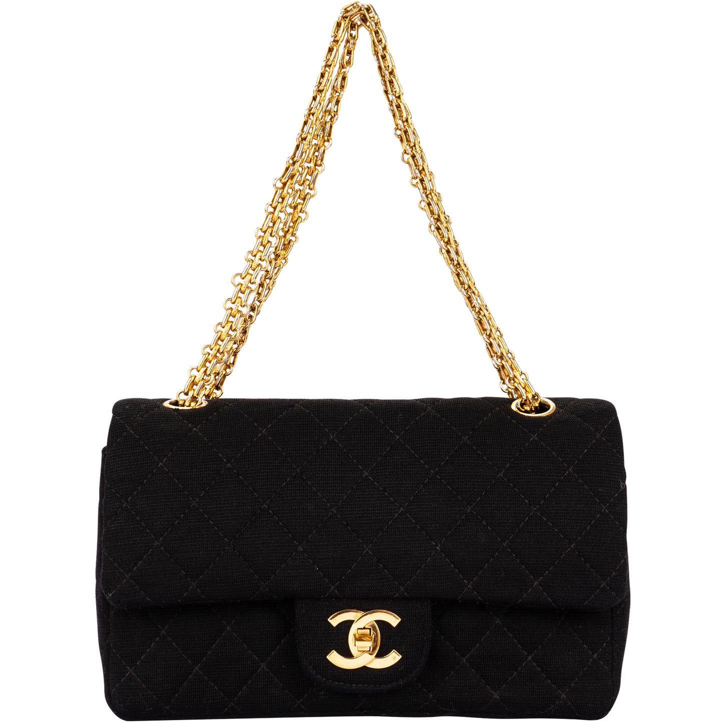 Chanel Quilted Cotton 24K Gold Small Double Flap Bag