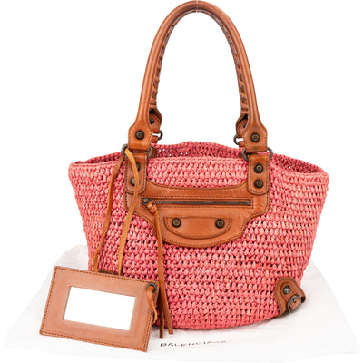 Balenciaga Raffia Panier City Handbag