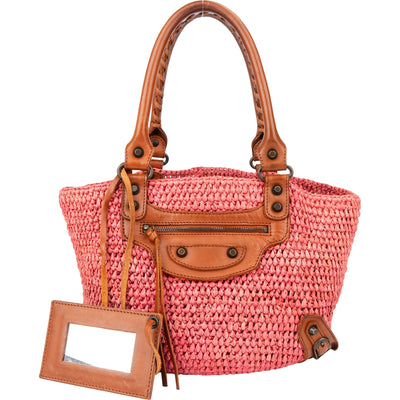 Balenciaga Raffia Panier City Handbag