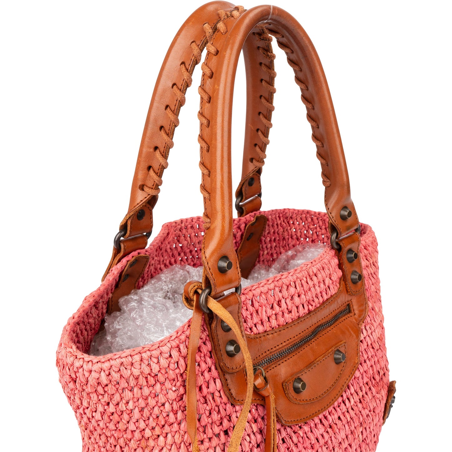 Balenciaga Raffia Panier City Handbag