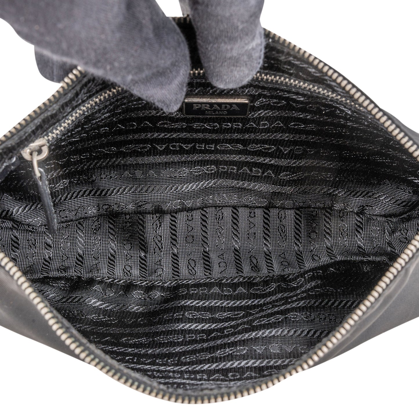 Prada Black Nylon Triangle Shoulder Bag