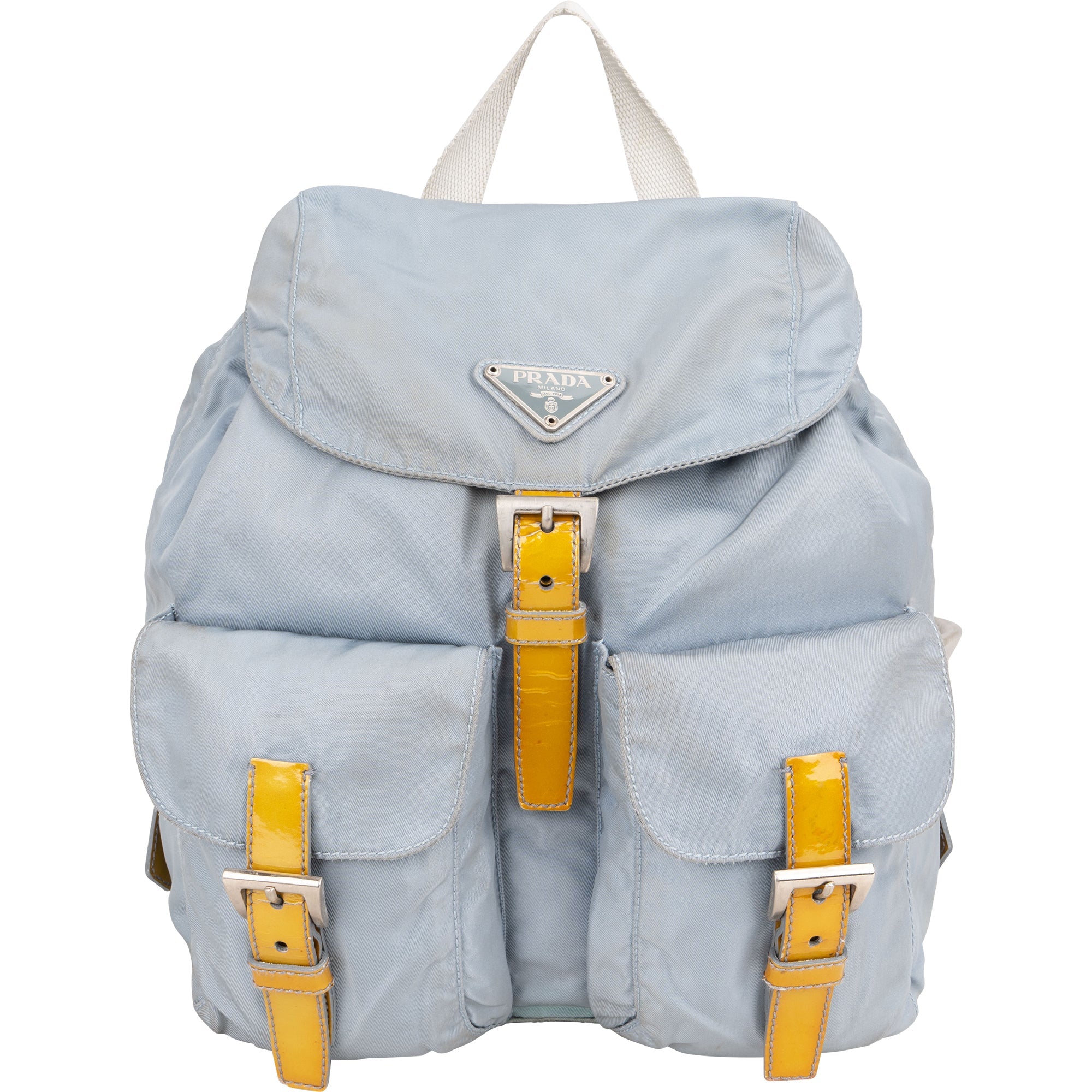 Prada Blue Nylon Triangle Backpack
