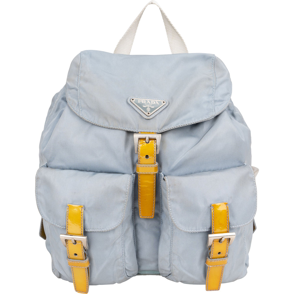 Prada Blue Nylon Triangle Backpack