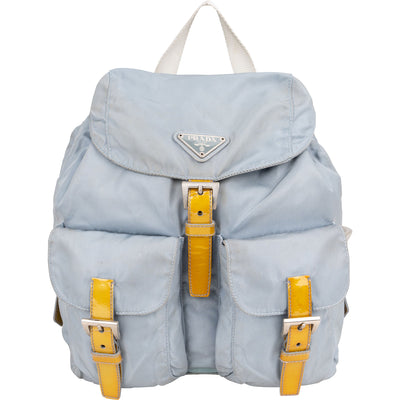 Prada Blue Nylon Triangle Backpack