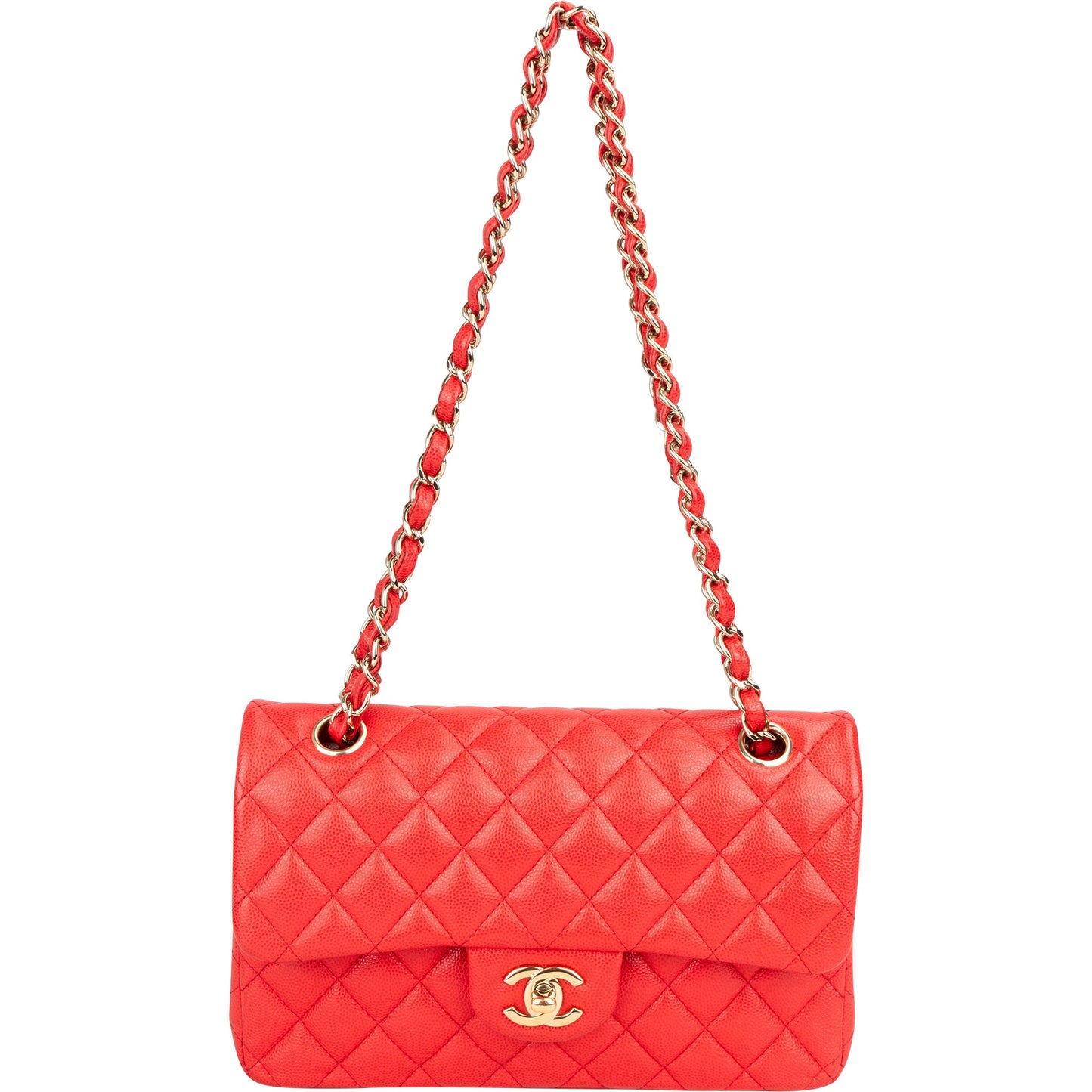 Chanel Quilted Caviar Leather Small Double Flap Crossbody Bag