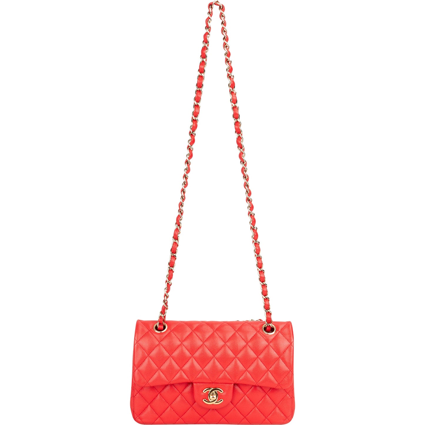 Chanel Quilted Caviar Leather Small Double Flap Crossbody Bag