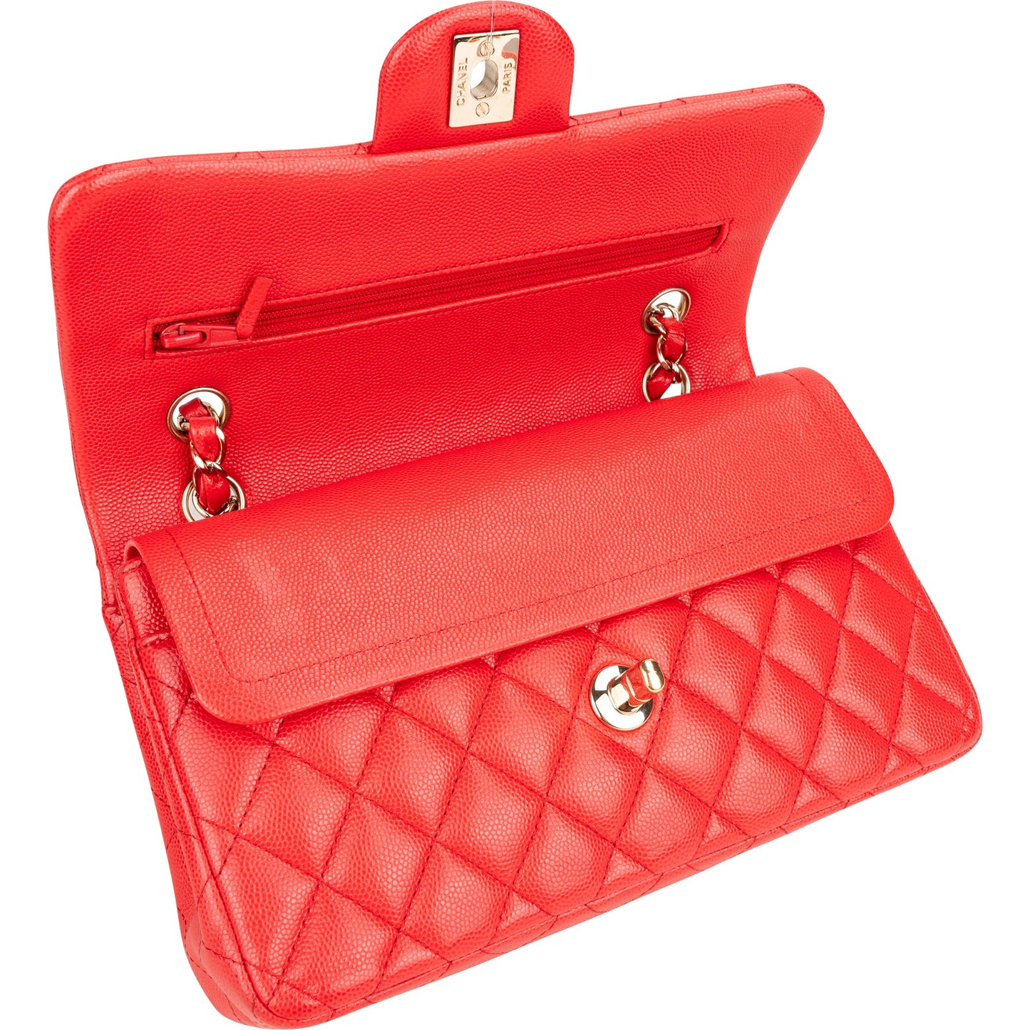 Chanel Quilted Caviar Leather Small Double Flap Crossbody Bag