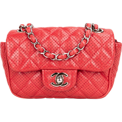 Chanel Quilted Perforated Lambskin Single Flap Crossbody Bag