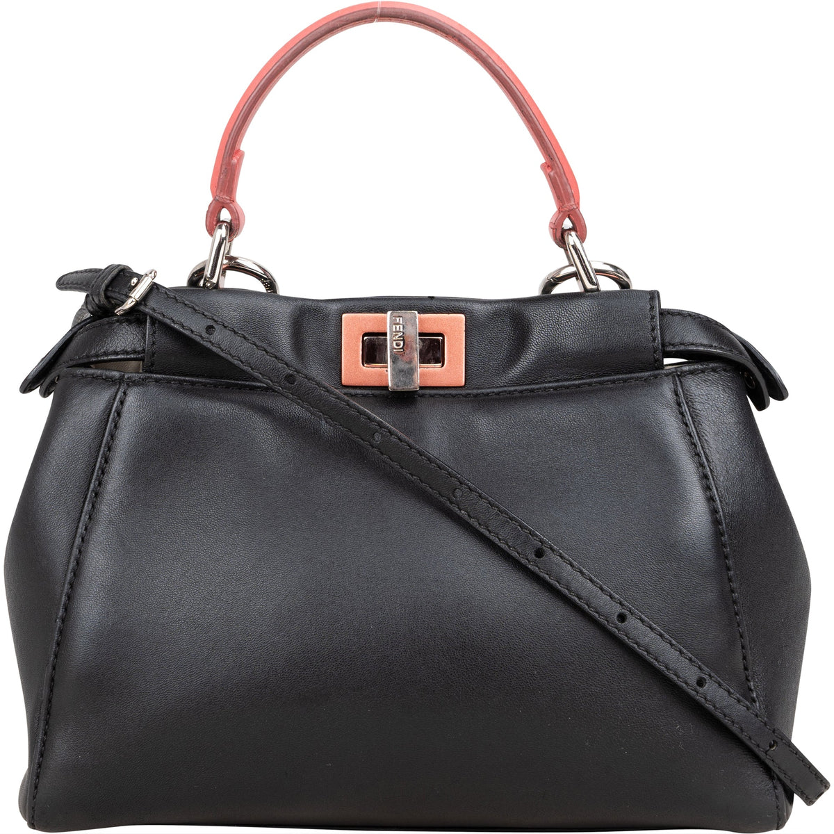 Fendi Black Leather Peekaboo Handbag
