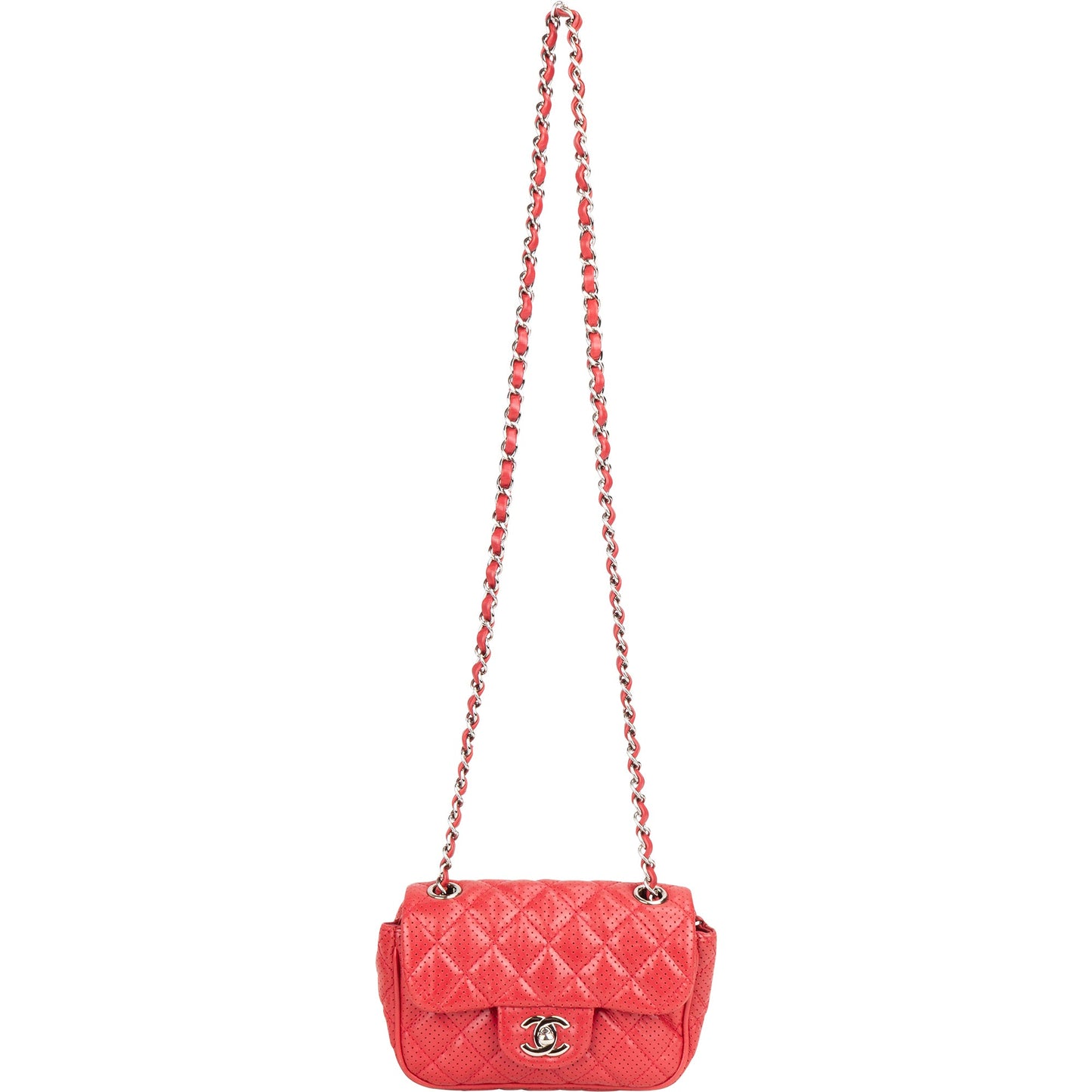 Chanel Quilted Perforated Lambskin Single Flap Crossbody Bag
