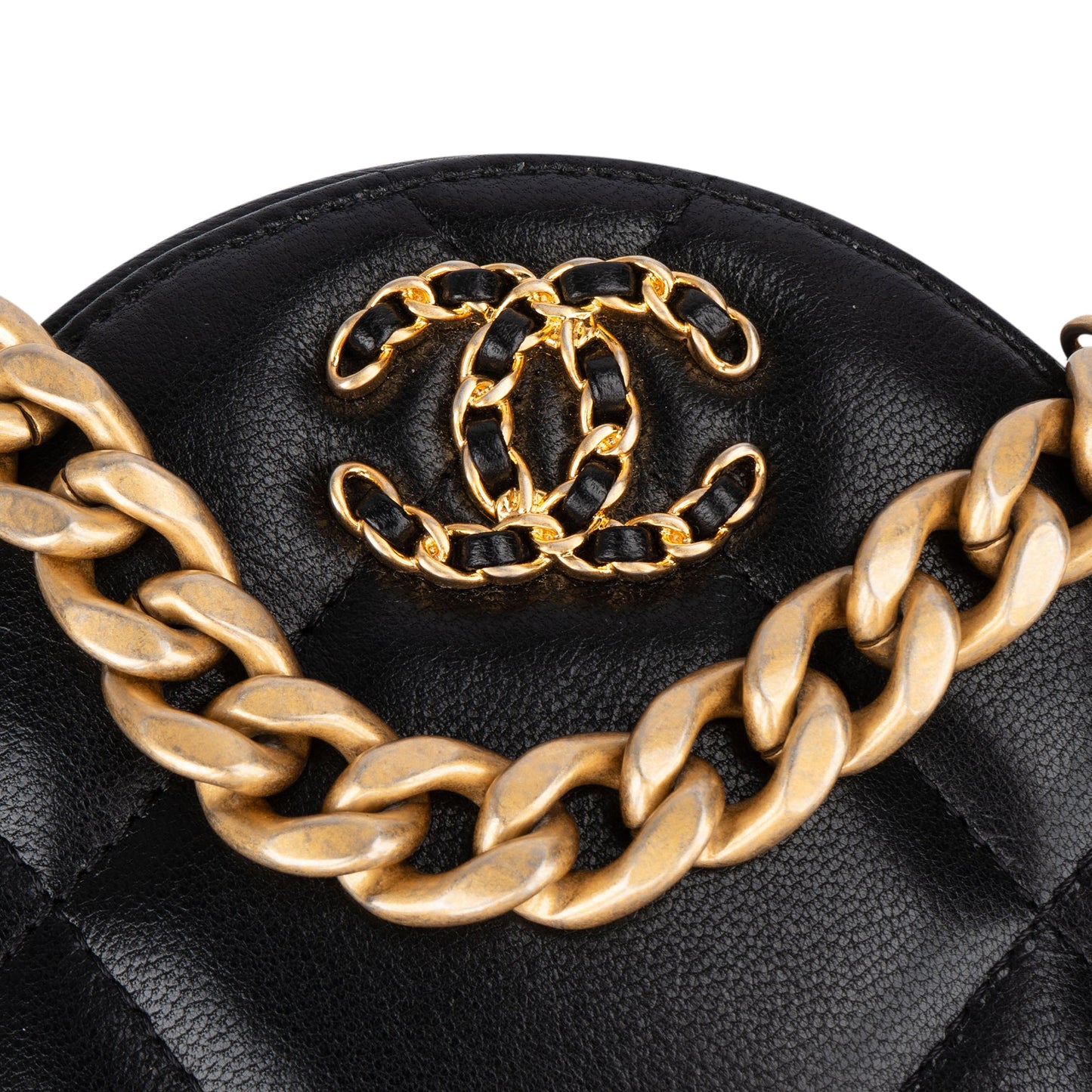 Chanel 19 Quilted Lambskin Round Crossbody Bag