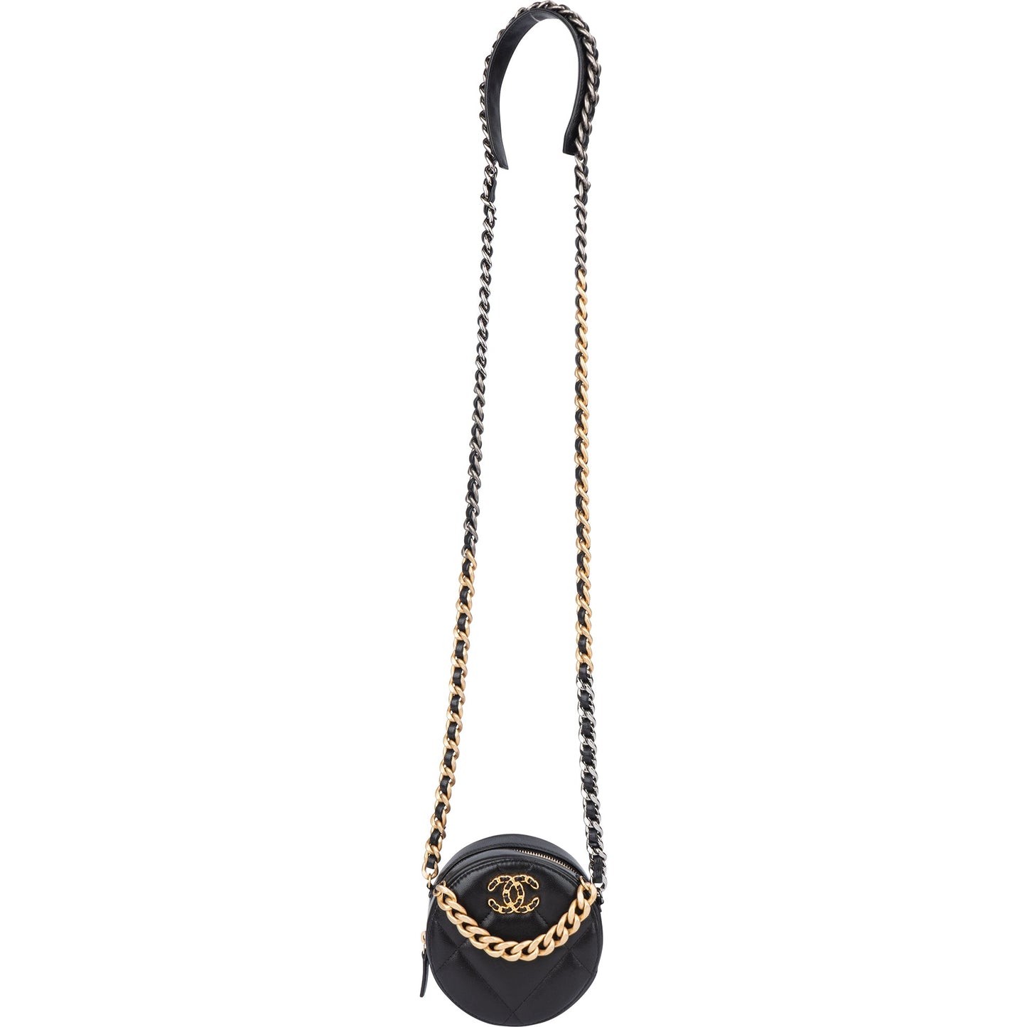 Chanel 19 Quilted Lambskin Round Crossbody Bag