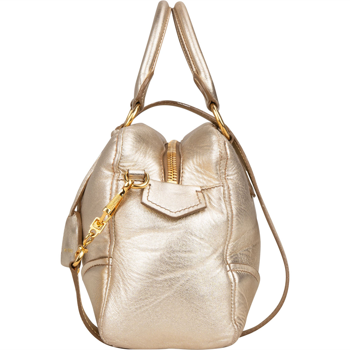 Miu Miu City aus goldfarbenem weichem Leder – Ansicht 6